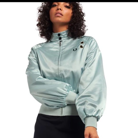 Fred Perry X Amy Winehouse Sourpuss Satin Harrington Track Jacket size 12 Plus - Picture 1 of 4